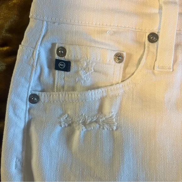 AG The Erin Distressed Pencil Skirt White 26 - Picture 4 of 11